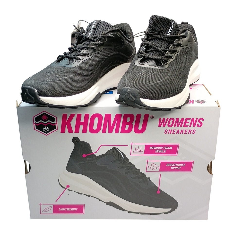 Khombu Patan Sneaker Women Size 7.5 Black Breathable Memory Foam 1967248